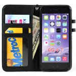 Wholesale iPhone 6 4.7 Diamond Flip PU Leather Wallet Case with Strap (Black)